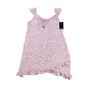 Women 3X Ruffle Mini Dress Soft Stretch NEW Floral Pink Empire A-line Boho Y2K